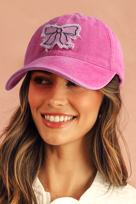 Casquette Baseball Patchwork Élégant Rose Rouge