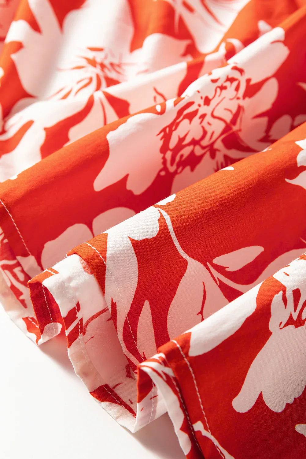 Jupe Longue Florale Rouge Fente Haute Style Western Femme - Oléna-Fashion