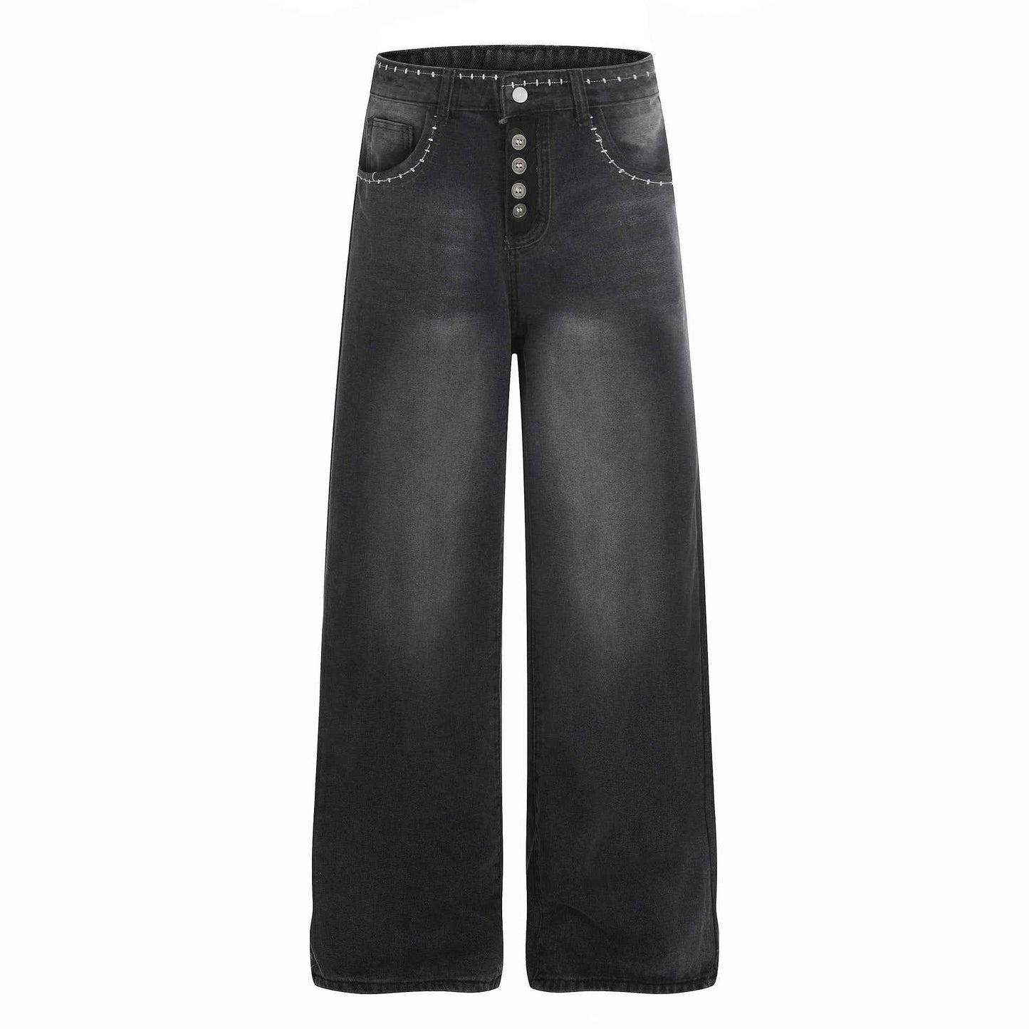 Jean Femme Broderie Rétro Taille Mi-Haute – Élégant