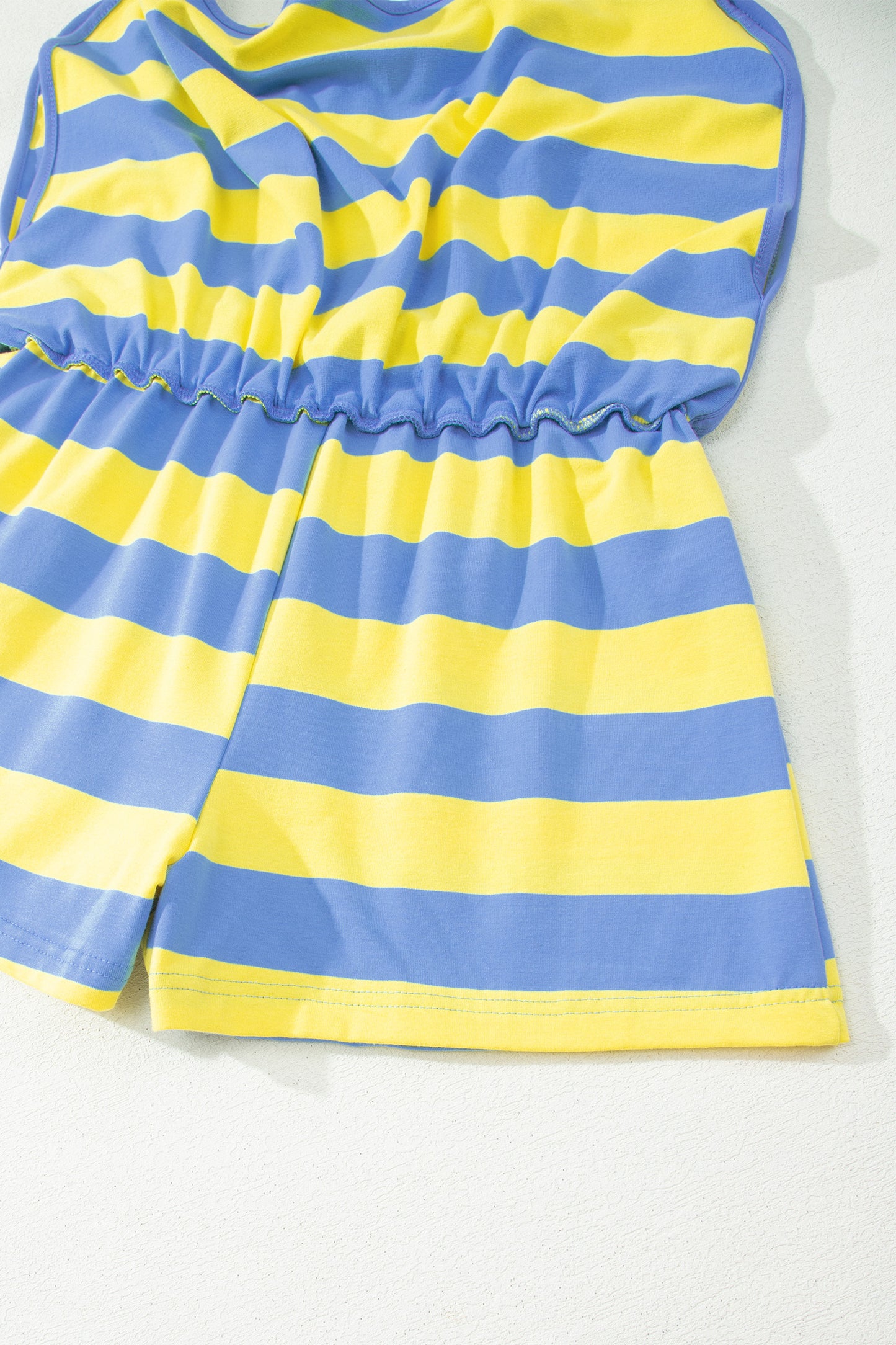 Yellow striped 2-piece athletic set for summer
