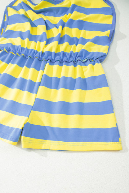 Yellow striped 2-piece athletic set for summer