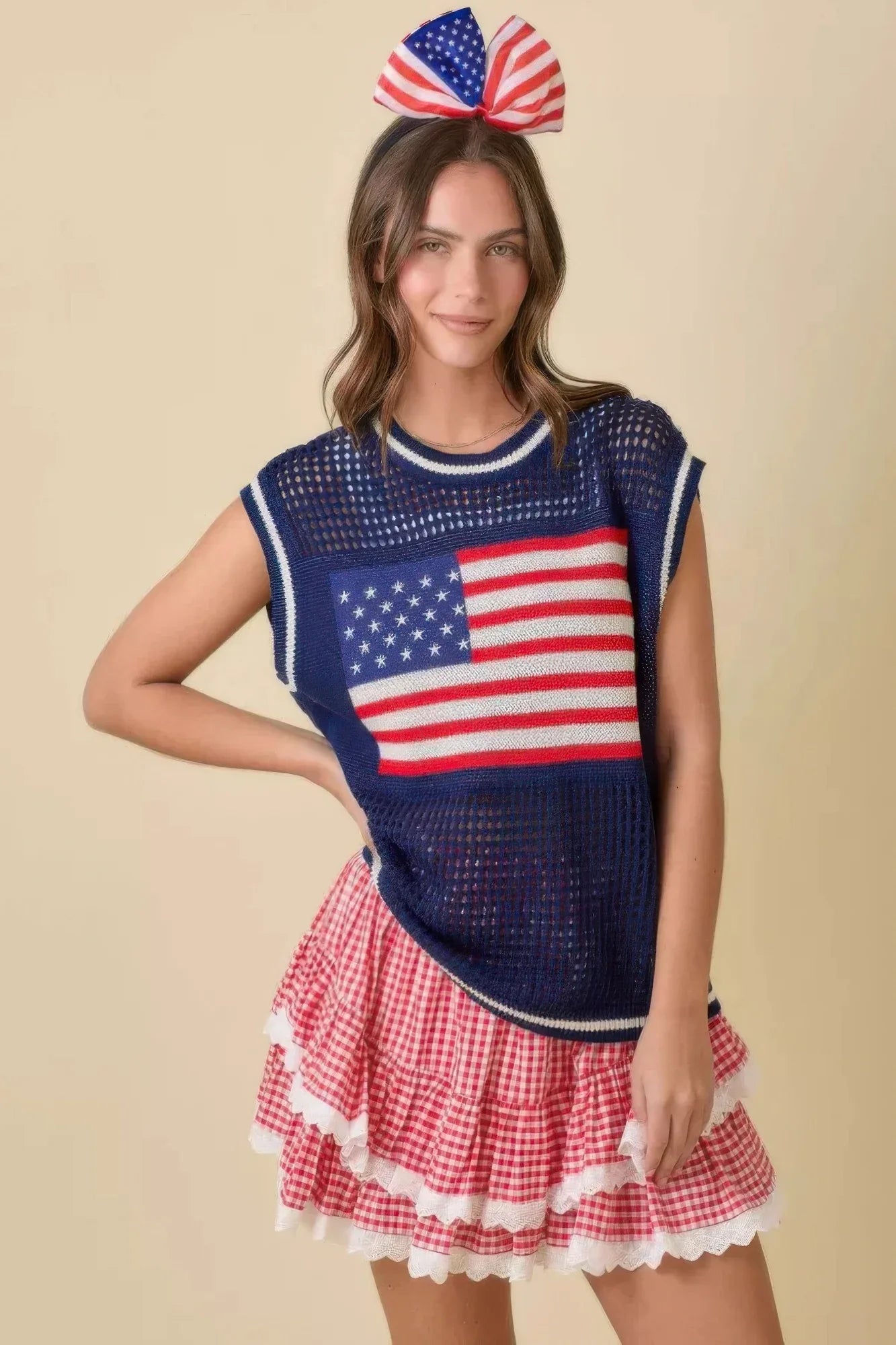 jupe short vichy volants œillet femme rouge détail volants