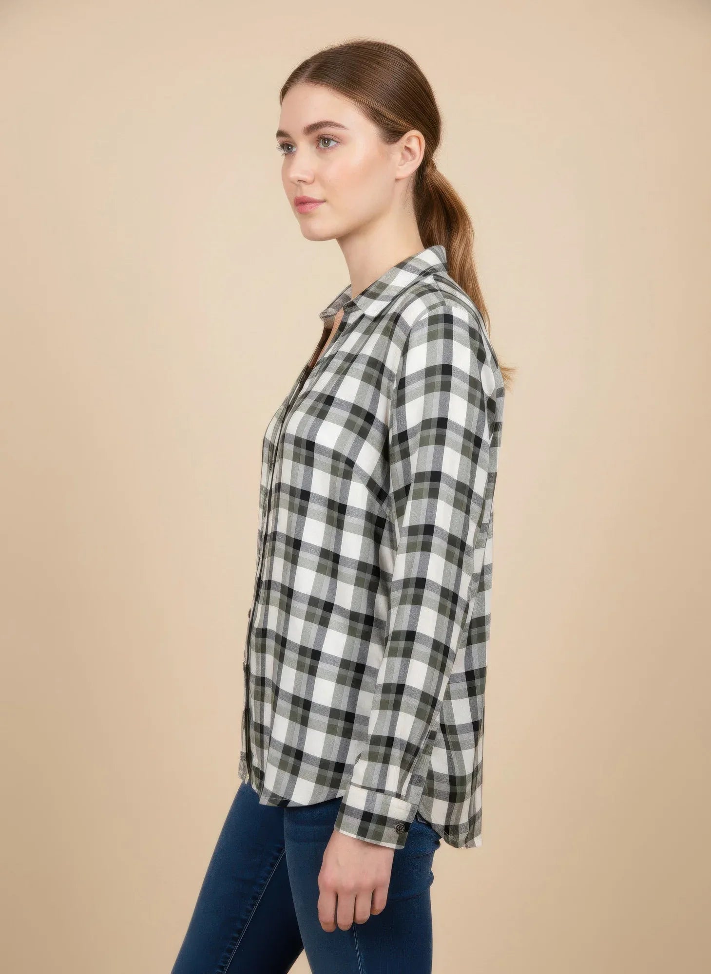 Blouse Femme Carreaux Erika - Rayonne Fluide Boutonnée - Oléna-Fashion