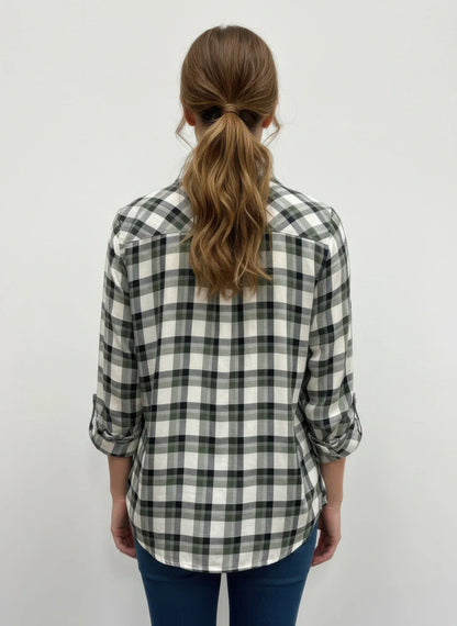 Blouse Femme Carreaux Erika - Rayonne Fluide Boutonnée - Oléna-Fashion