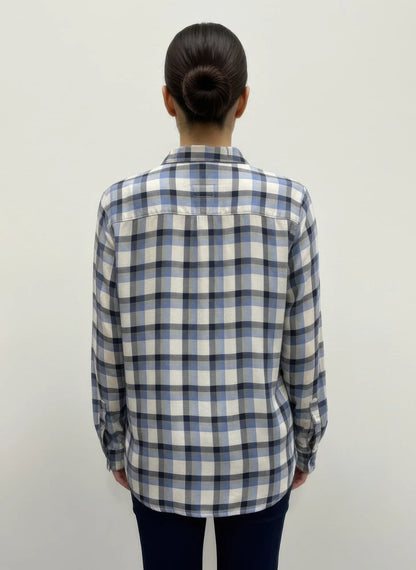 Blouse Femme Carreaux Erika - Rayonne Fluide Boutonnée - Oléna-Fashion