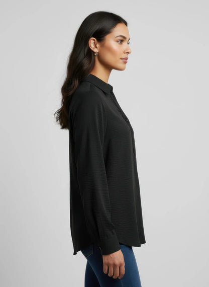 Blouse Femme Manches Longues Ninety - Col Henley Polyester - Oléna-Fashion