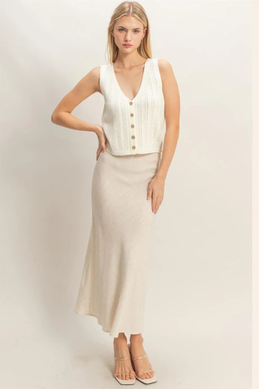 Débardeur Femme Col V Maille Côtelée - Coton Acrylique - Oléna-Fashion