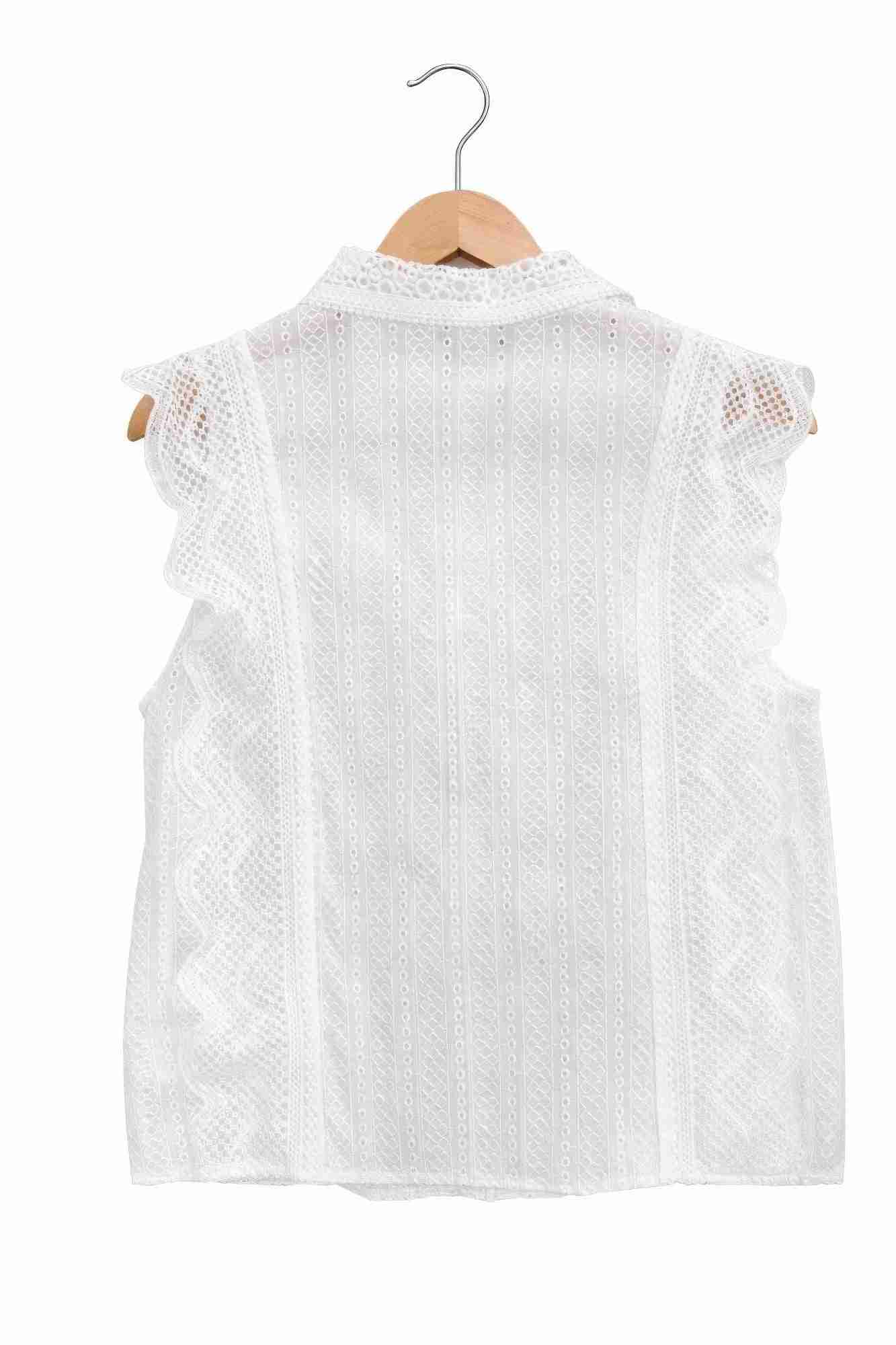 Blouse Dentelle Coton Broderie Anglaise Femme Élégante - Oléna-Fashion