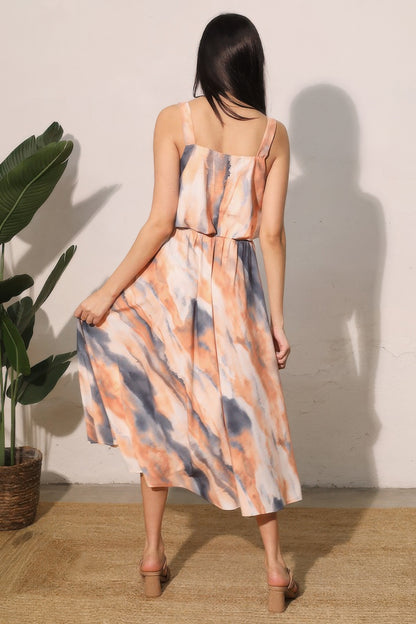 Jupe swing midi tie-dye femme - vue côté mouvement tissu fluide