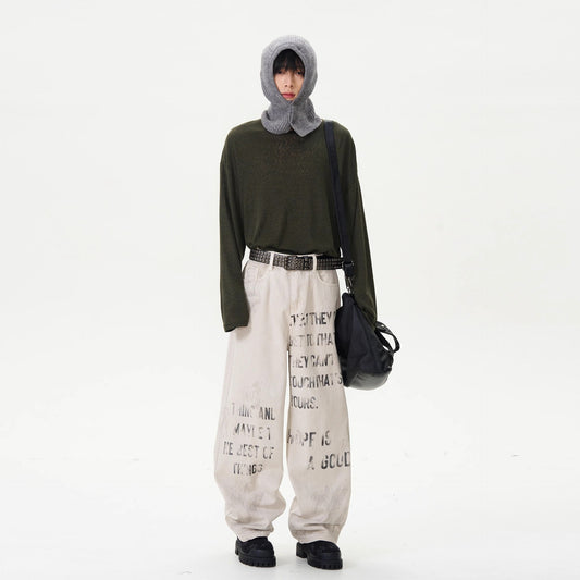 Jean Femme Graffiti Lettres Vintage – Style Street Coupe Loose