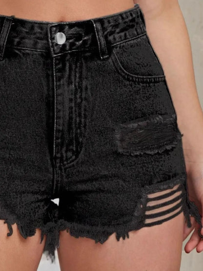 Short taille haute Élégant en jean usé