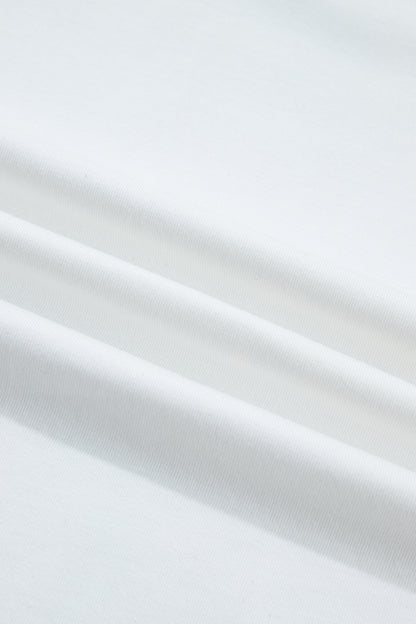 Tissu de haut femme blanc en coton, surface lisse et légère