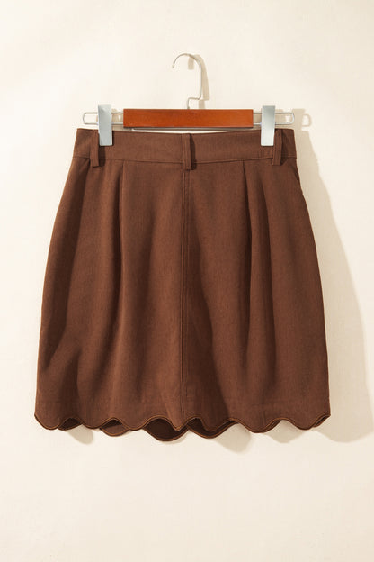 Jupe Mini Velours Côtelé Café Boutons Poches Fourreau  Café / S Olena-Fashion