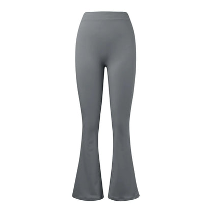 Legging femme taille haute gris, coupe évasée au bas
