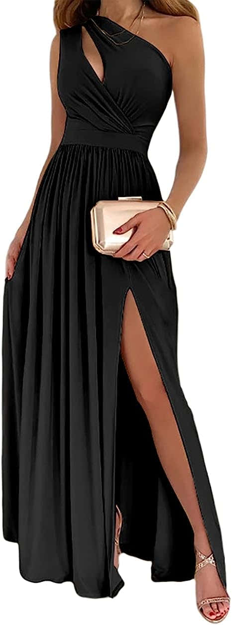 Robe Longue Fendue Épaule Dénudée – Élégante & Sexy  Noir / 2XL Olena-Fashion