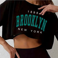 Crop Top Brooklyn New York Graphique – Haut Court Sport Décontracté Femme