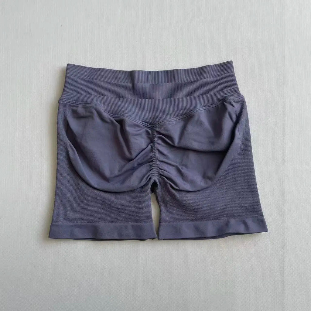 Shorts de yoga pour femmes, sans couture, taille haute, séchage rapide, haute élasticité, effet push-up, color block, pour la gym, le fitness et la course à pied