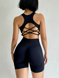 Ensemble de Yoga sans couture pour femmes, 2 pièces, soutien-gorge de Sport Sexy, taille haute, short de Sport, Fitness, sans manches, costume d'entraînement, vêtements de Sport