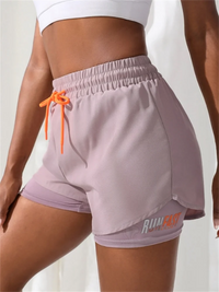 Short de Yoga taille haute pour femmes, avec contrôle de proximité élastique, short de course, faux pantalon deux pièces