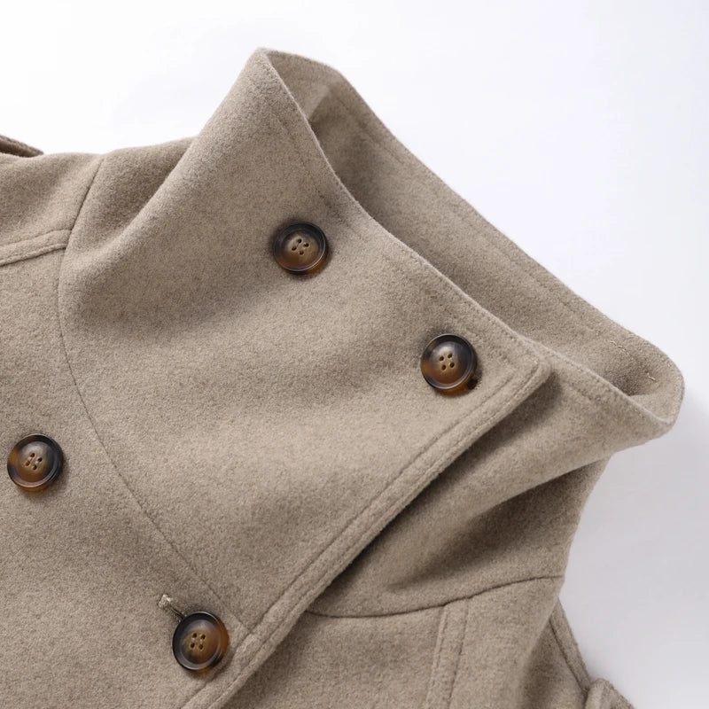 Manteau en laine femme, coupe ample, fermeture zippée et poches
