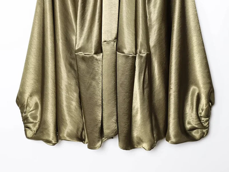 Blouson femme froncé à coupe ample, col rabattu et zip