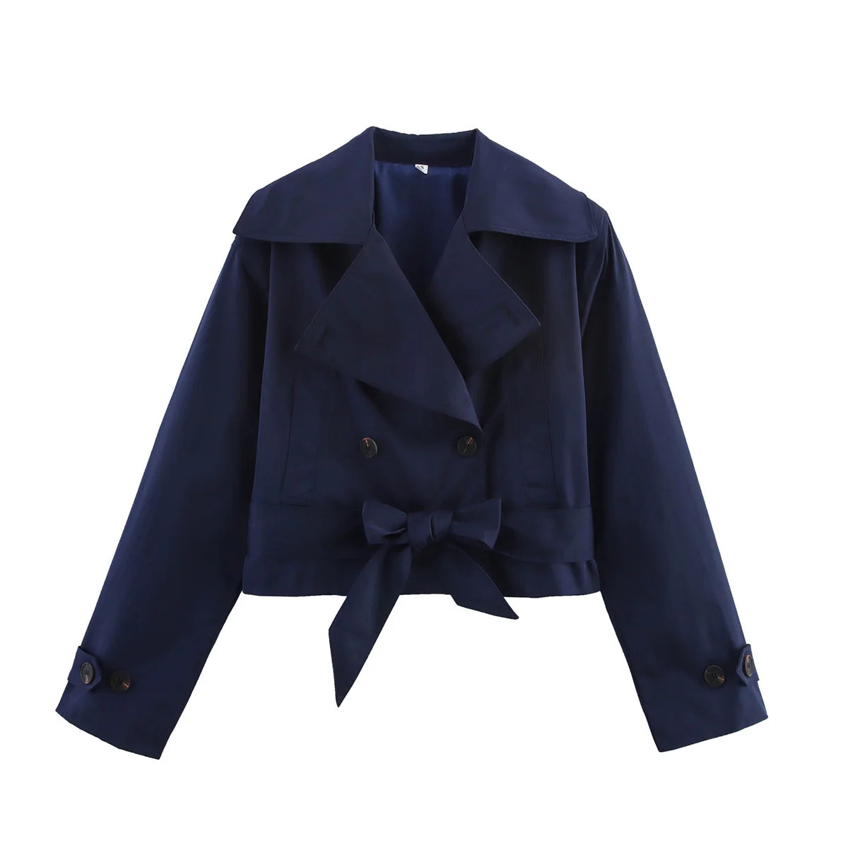 Trench femme croisé court à ceinture ajustable et col à revers