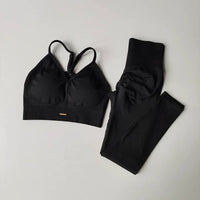 Nouvel ensemble de sport taille haute pour femme, couleur pêche, anti-choc, pour le yoga, la course et le style