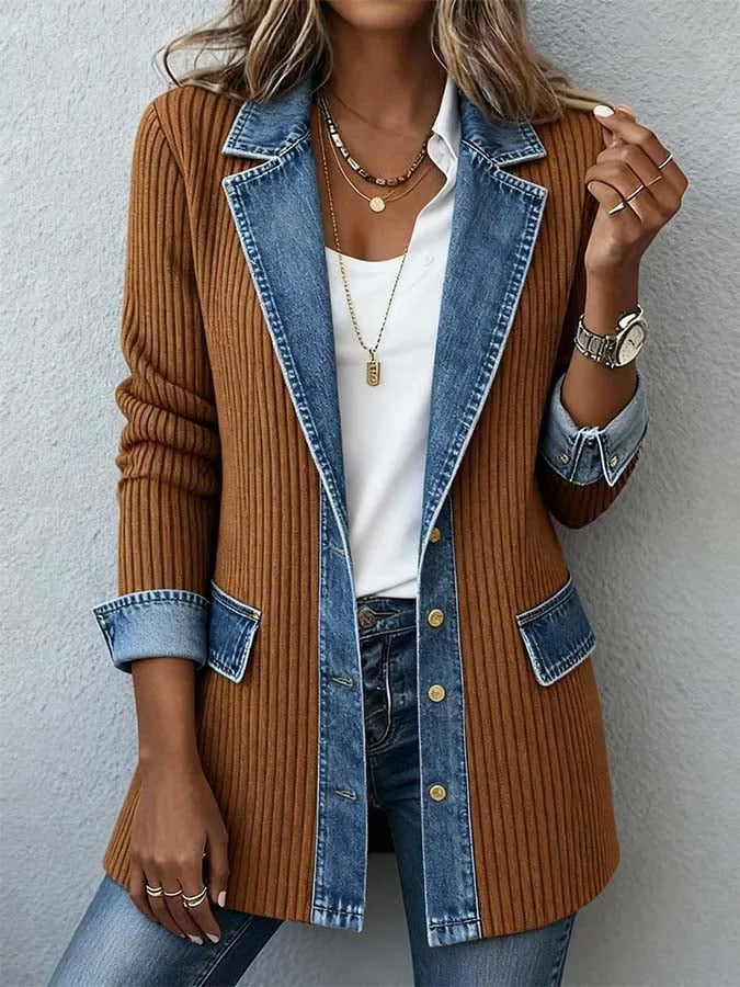 Veste en jean patchwork femme