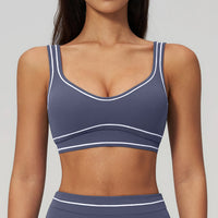 Soutien-gorge de sport sexy pour femme, brassière de yoga élastique antichoc, haut de course, entraînement de gym, sous-vêtement de sport push-up, dos nu, respirant, crop top