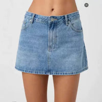 Jupe Courte en Jean Femme Taille Mi-Haute – Coupe Ajustée Élastique