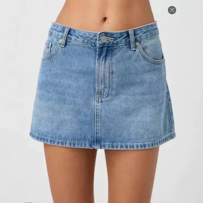 Jupe Courte en Jean Femme Taille Mi-Haute – Coupe Ajustée Élastique