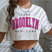 Crop Top Brooklyn New York Graphique – Haut Court Sport Décontracté Femme