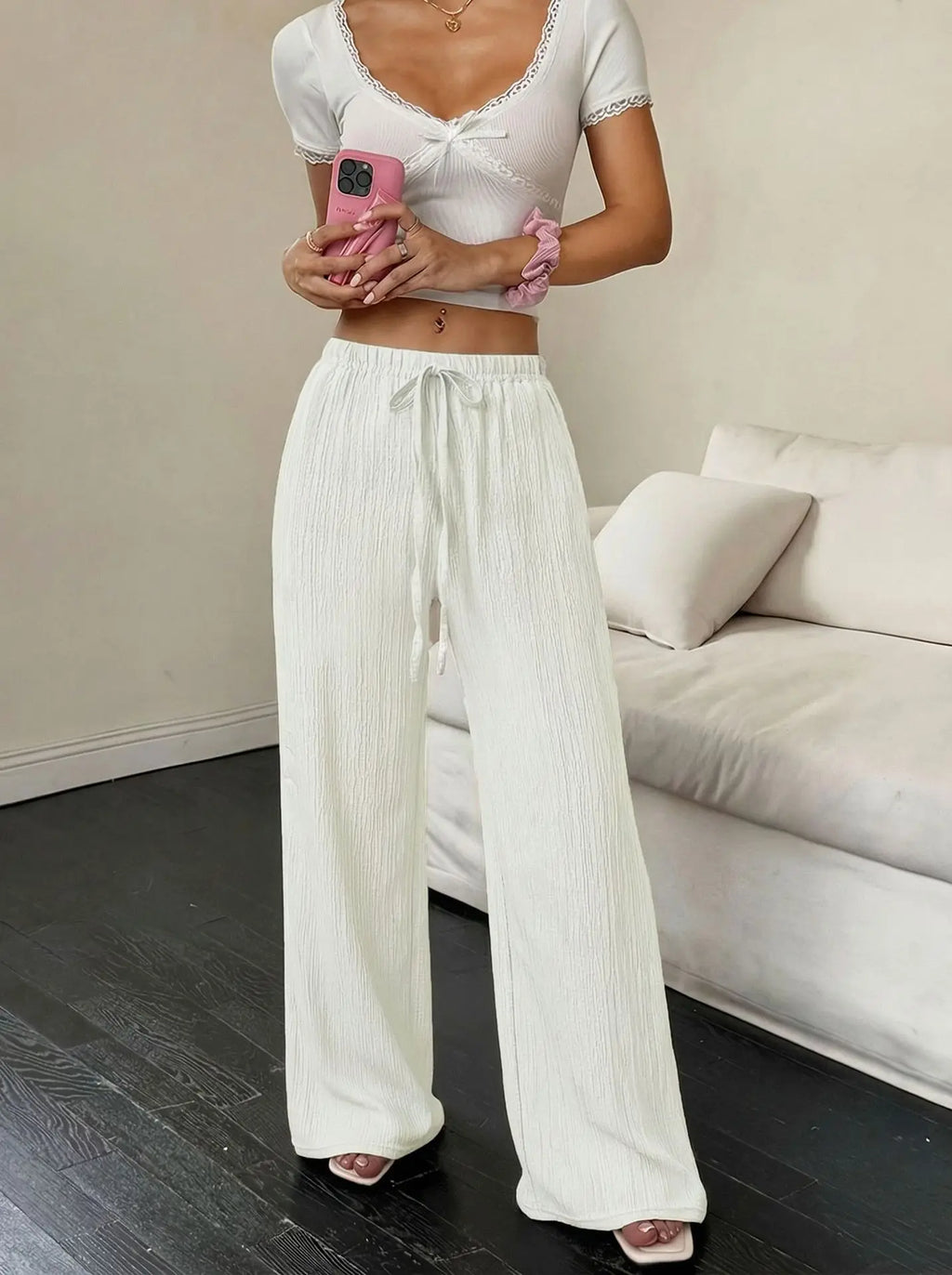 Pantalon large uni élégant et polyvalent pour femme