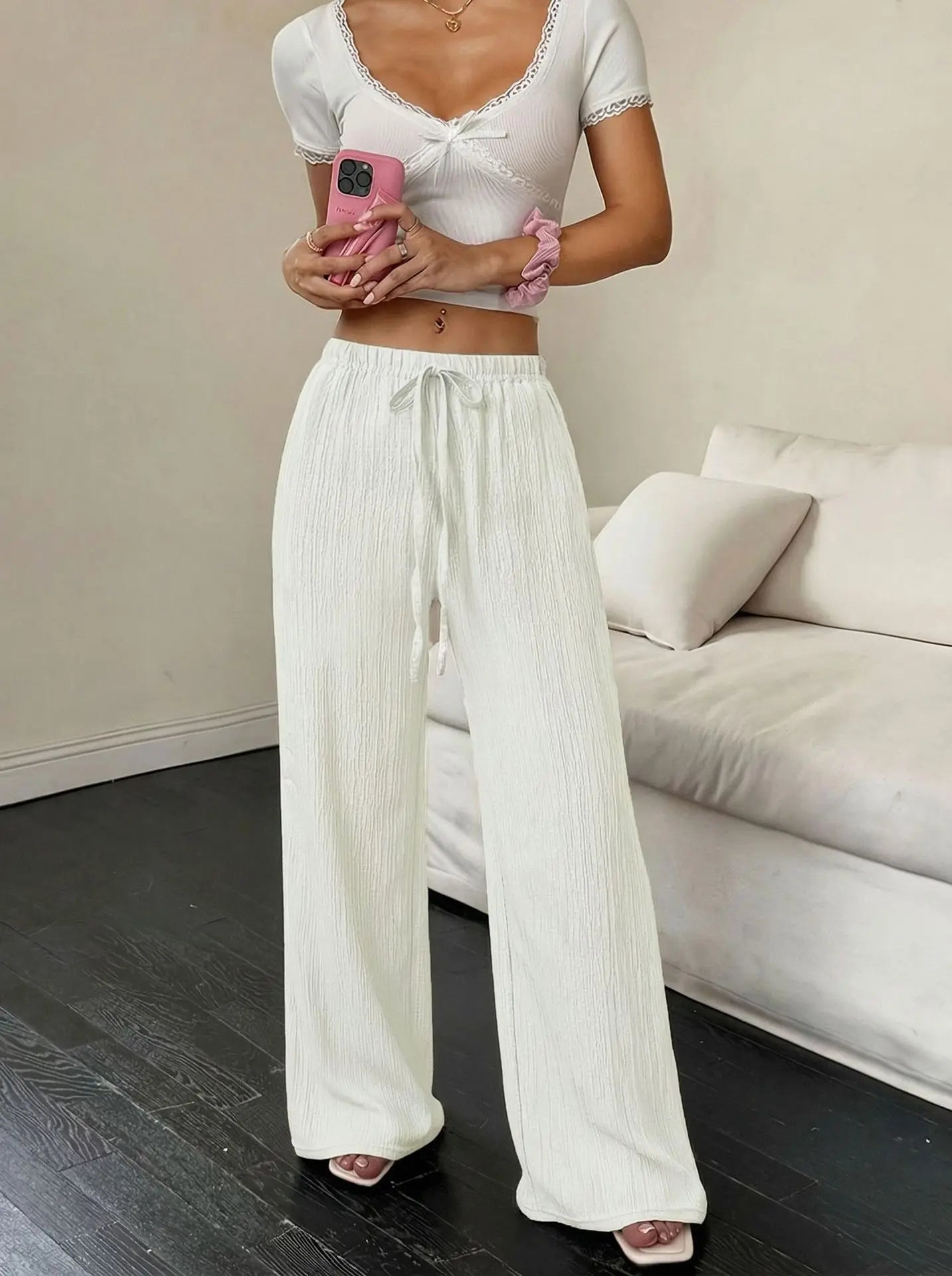 Pantalon large uni élégant et polyvalent pour femme