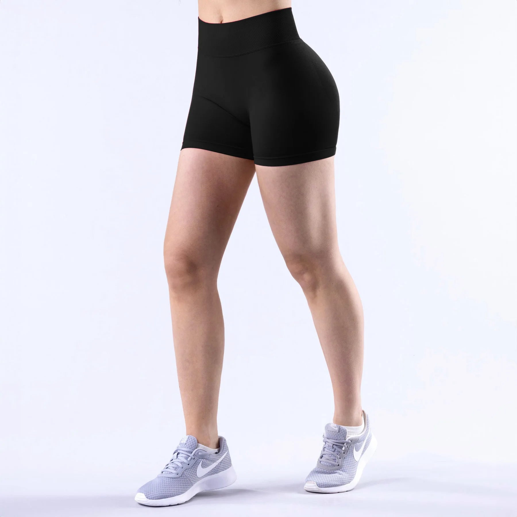 Shorts de yoga pour femmes, sans couture, taille haute, séchage rapide, haute élasticité, effet push-up, color block, pour la gym, le fitness et la course à pied