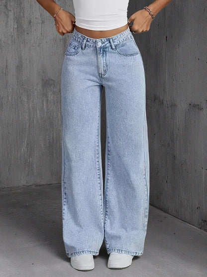 Jean femme jambe large bleu clair
