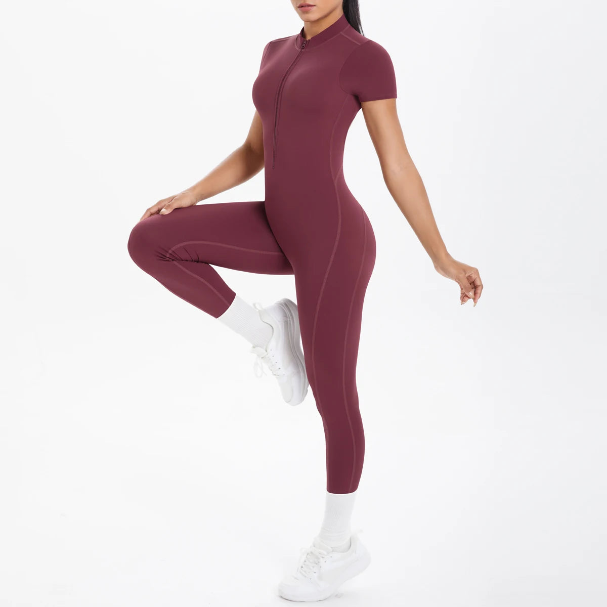Combinaison de Sport Femme Dos Nu – Body Fitness Yoga Manches Courtes