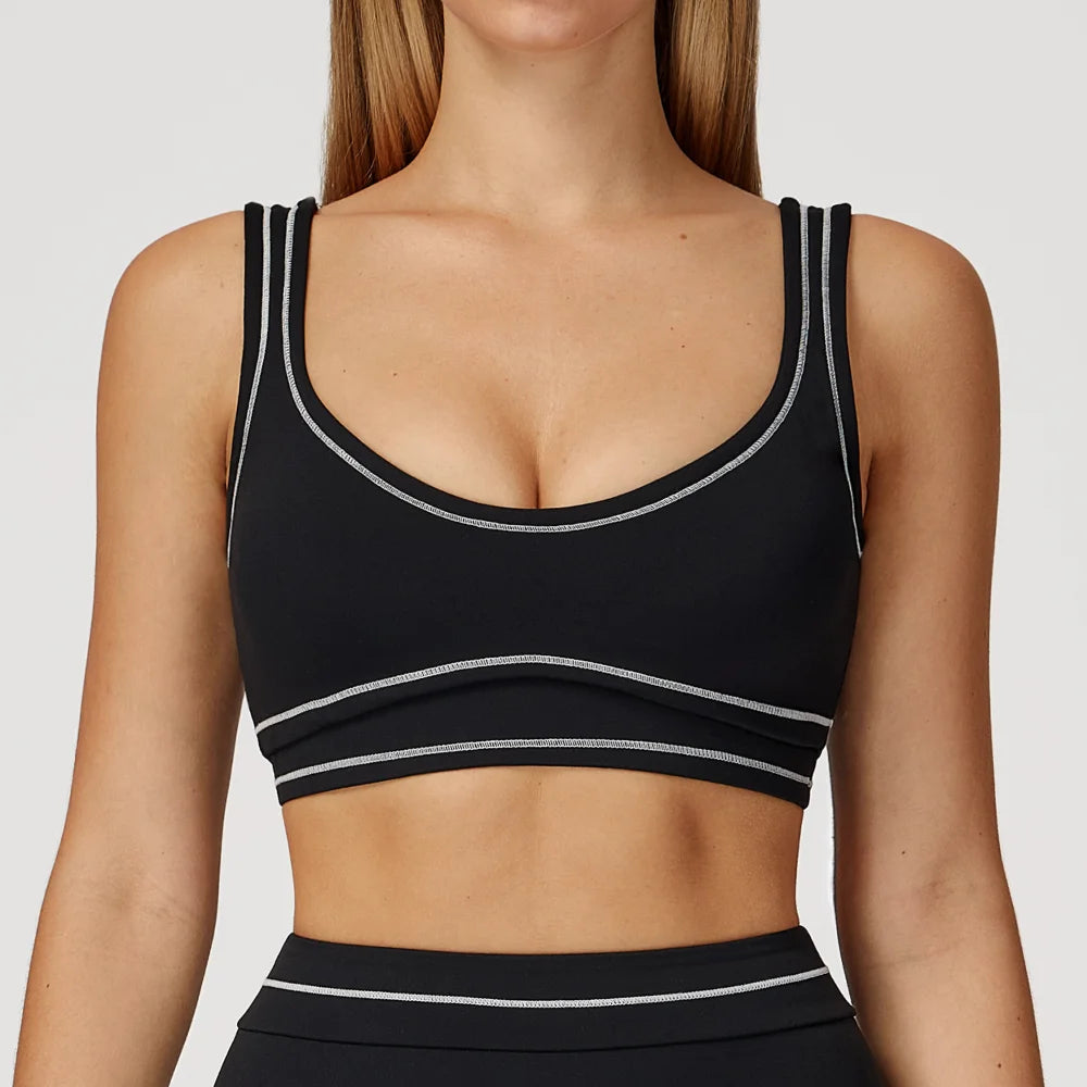 Soutien-gorge de sport sexy pour femme, brassière de yoga élastique antichoc, haut de course, entraînement de gym, sous-vêtement de sport push-up, dos nu, respirant, crop top