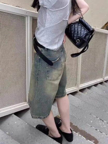 Shorts en Jean Femme Chic - Taille Haute, Style Coréen, Idéal pour Étudiantes