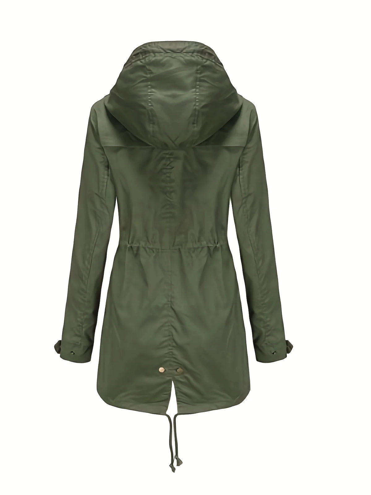 Parka à capuche femme, taille à cordon, poches et tissu coupe-vent