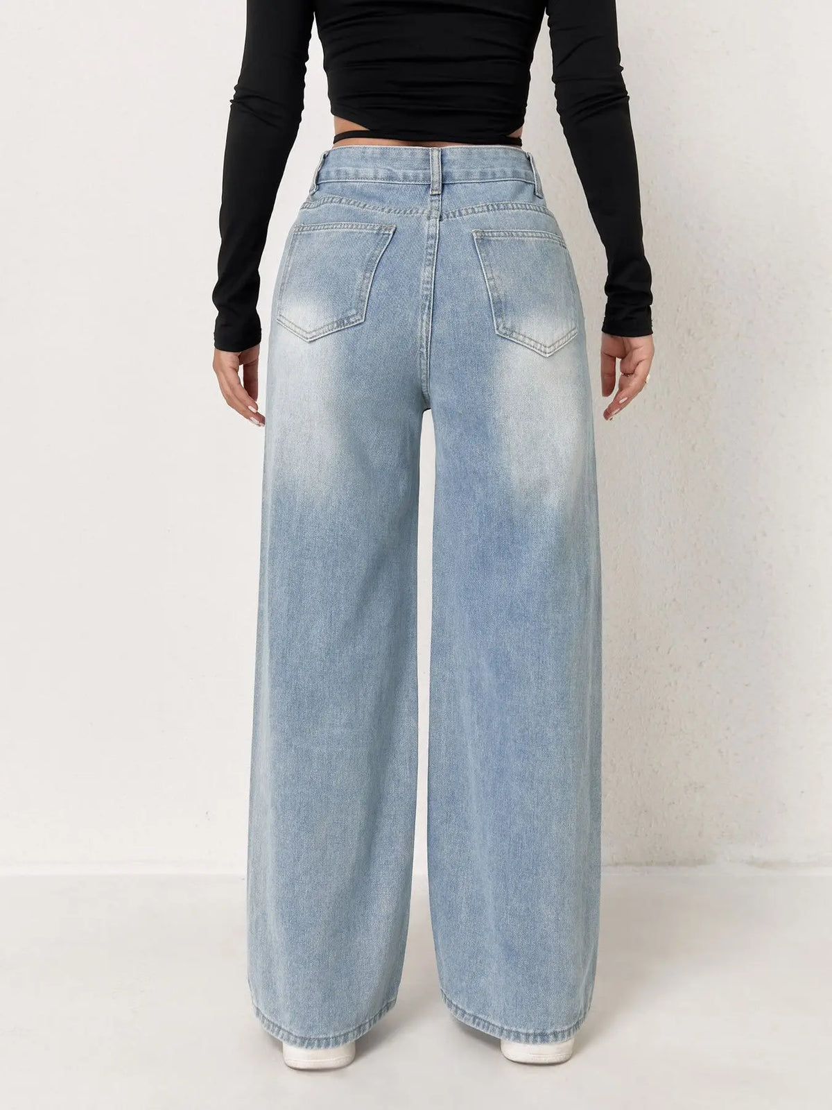 Jean femme jambe large bleu clair