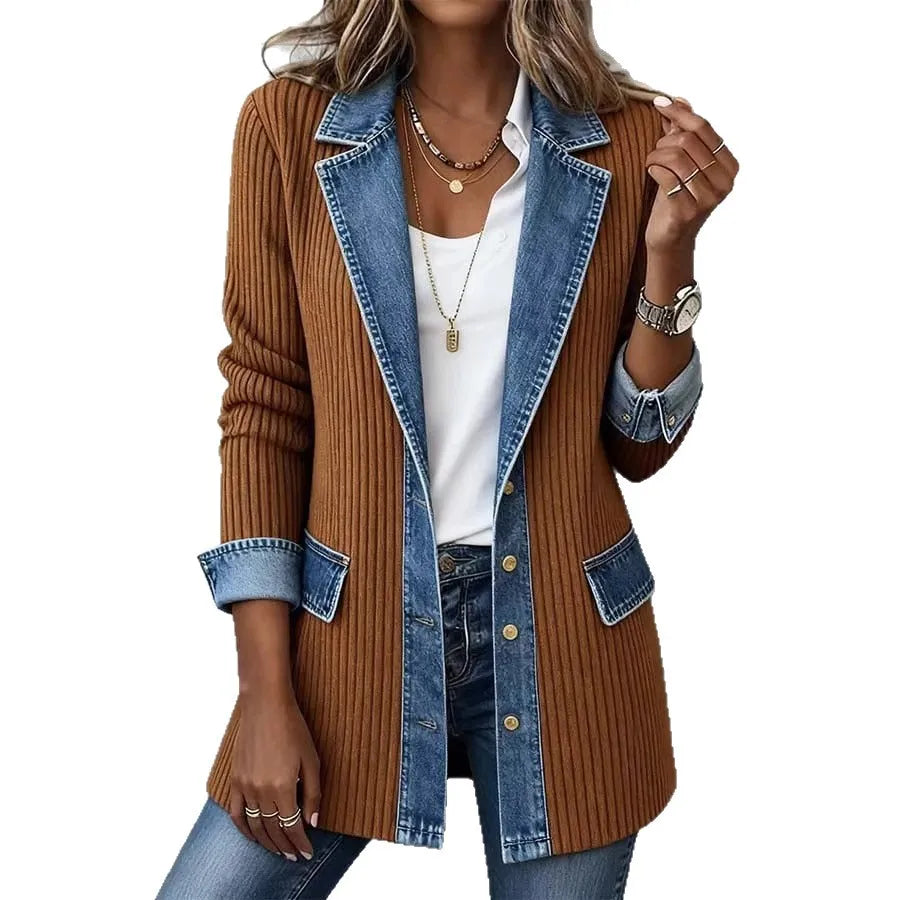 Veste en jean patchwork femme