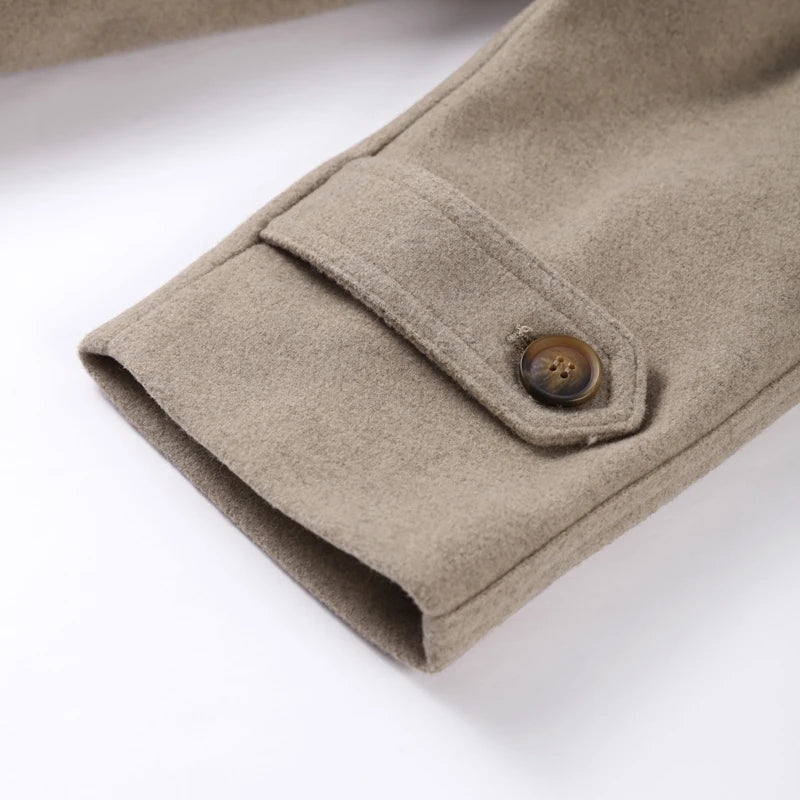 Manteau en laine femme, coupe ample, fermeture zippée et poches