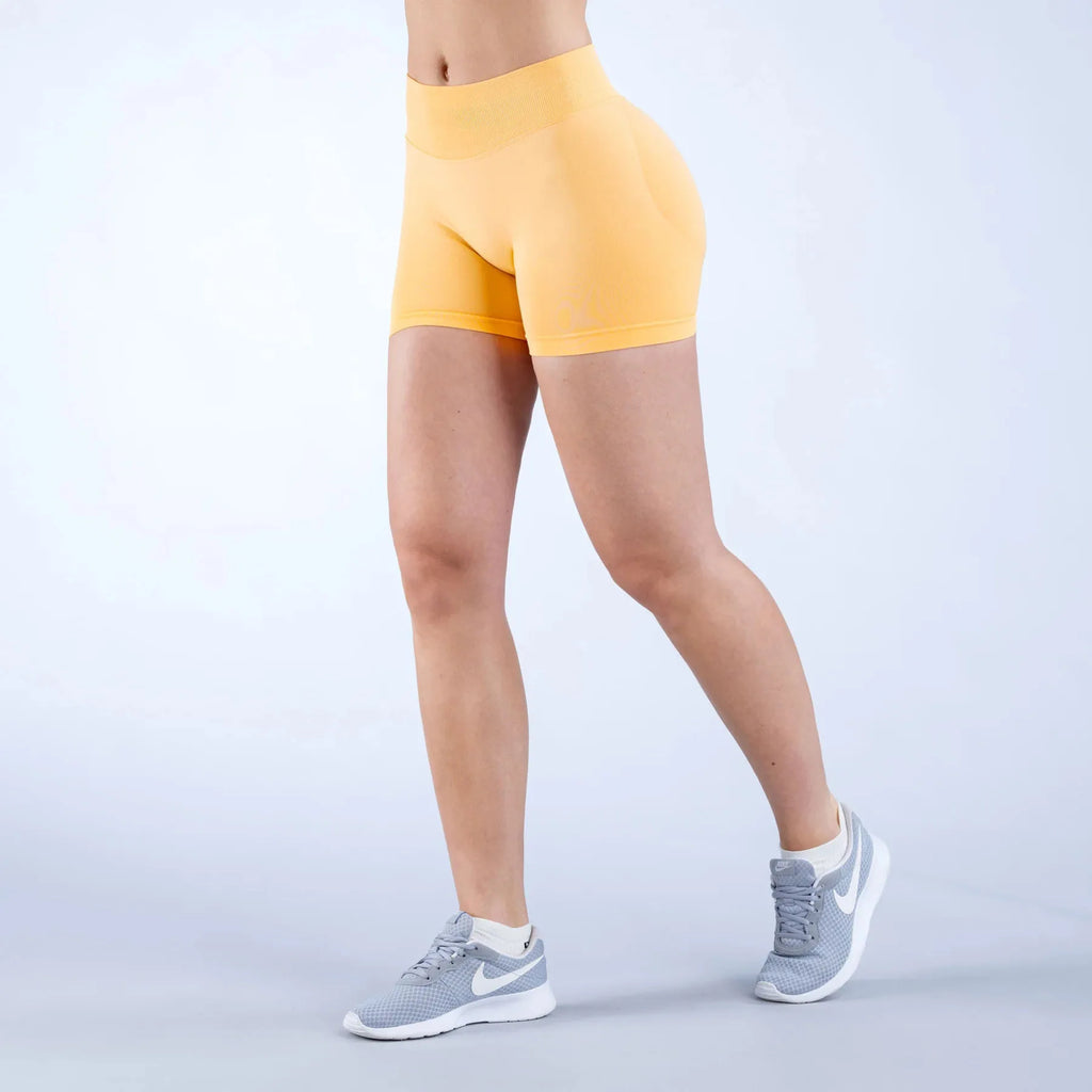 Shorts de yoga pour femmes, sans couture, taille haute, séchage rapide, haute élasticité, effet push-up, color block, pour la gym, le fitness et la course à pied