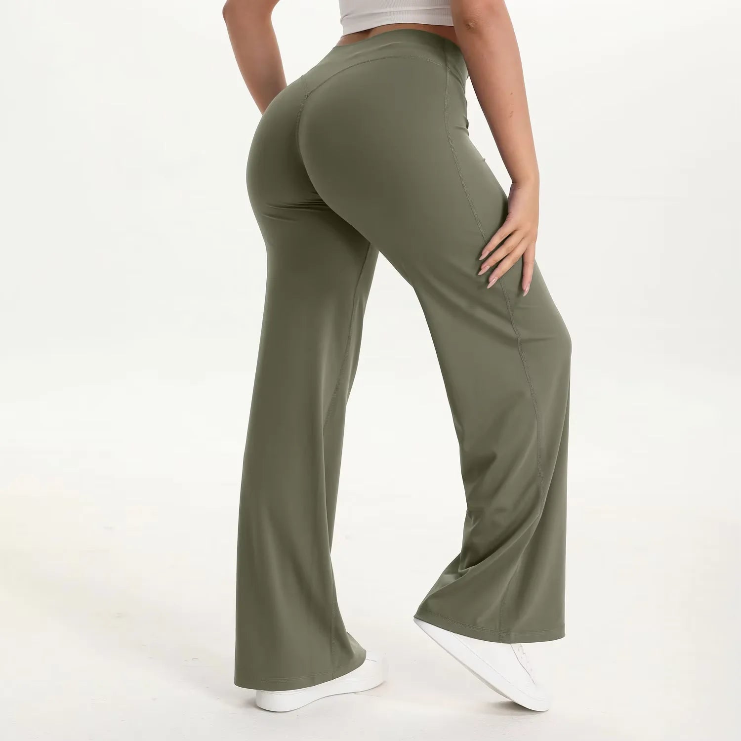 NCLAGEN Pantalon de yoga SoftMotion à jambe droite pour femme, leggings de sport taille haute, sensation seconde peau, pour la gym, le Pilates et la course à pied