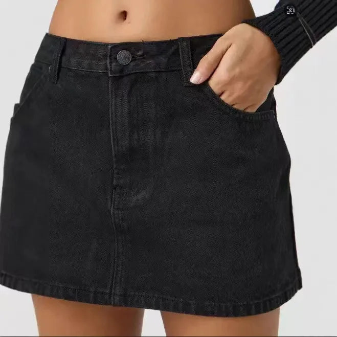 Jupe Courte en Jean Femme Taille Mi-Haute – Coupe Ajustée Élastique