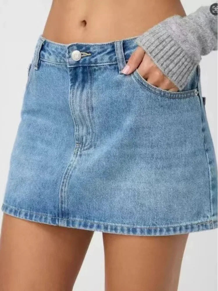 Jupe Courte en Jean Femme Taille Mi-Haute – Coupe Ajustée Élastique
