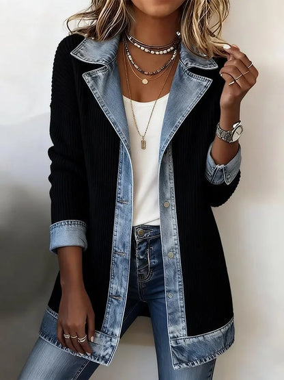 Veste en jean patchwork femme