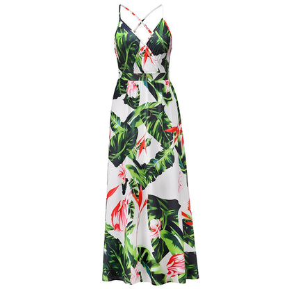 Robe longue bohème fleurie à col V