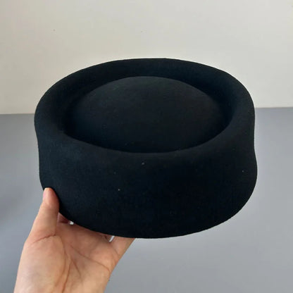 Chapeau Fedora en feutre à calotte rigide vintage pour femmes, 100% laine, béret plat, chapeau de mariage, fascinateur, chapeau de cocktail classique, chapeau pillbox